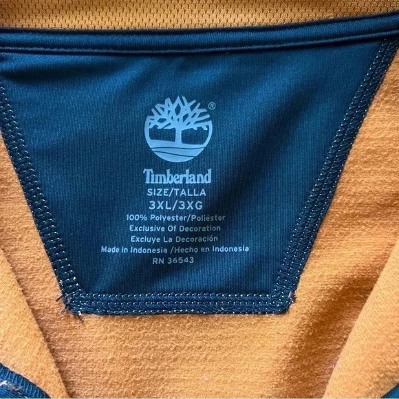 Timberland Mens 3XL 1/4 Zip Heavyweight Orange Sweatshirt Y2K - Picture 4 of 10
